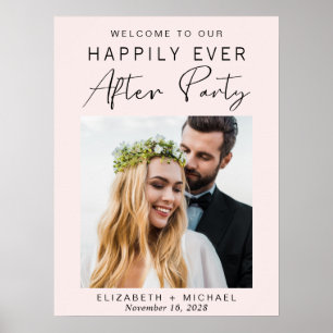 Modern Photo Pink Wedding Reception Welcome Poster