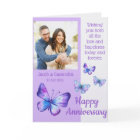 Modern Photo Purple Blue Butterflies Anniversary 