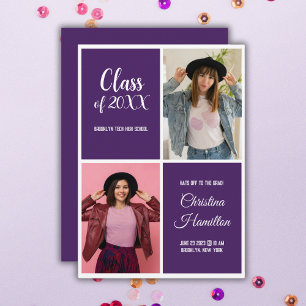 Modern Photo Purple Graduation Invitation