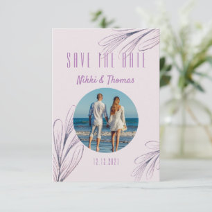 Modern Photo Purple Script Elegant Save the Date