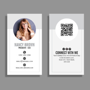 Modern Photo QR Code Connect With Me Minimal  Business Card