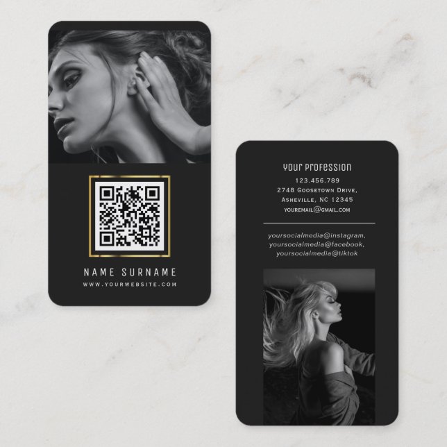 Modern photo QR code scannable barcode networking Business Card (Front/Back)
