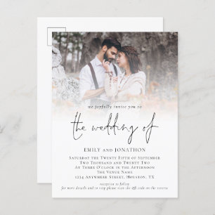 Modern Photo QR Code Script Wedding Invitation Postcard