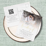 Modern Photo QR Code Script Wedding Real Foil Invitation Postcard<br><div class="desc">Modern Photo QR Code Script Wedding. Invite your guests with a convenient postcard with glam of real foil printing for the main header in either gold, rose gold or silver. Add your QR code to your wedding website on the back so your guests can RSVP and see all the details...</div>