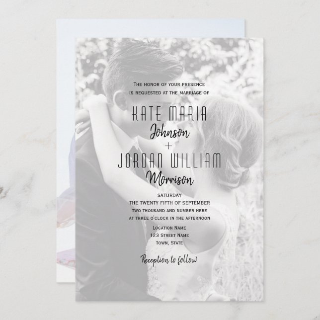 Modern Photo QR Code Wedding Invitation (Front/Back)