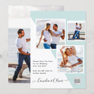 Modern PHOTO QR CODE Wedding Invite or Save Date
