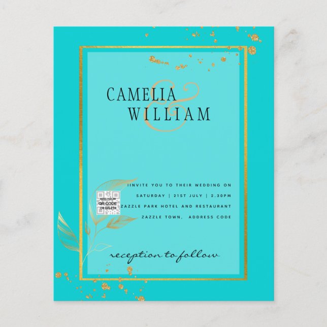 Modern PHOTO QR CODE Wedding Invite or Save Date Flyer (Front)