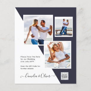 Modern PHOTO QR CODE Wedding Invite or Save Date Flyer