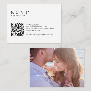 Modern Photo QR Code Wedding Mini RSVP Card