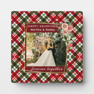 Modern Photo   Red & Green Plaid Happy Valentines  Plaque