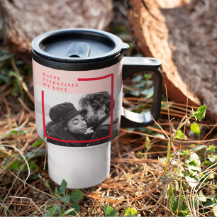 Modern Photo Red & Pink Happy Valentines Gift Travel Mug