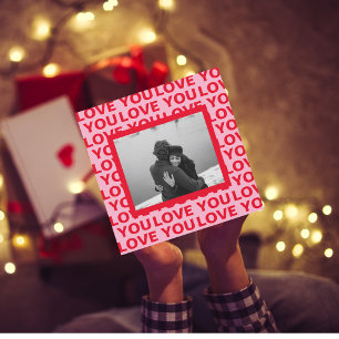 Modern Photo Red & Pink Love You Valentines Gift