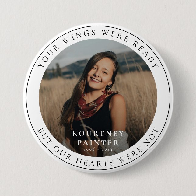 Modern Photo Remembrance Memorial  3 Inch Round Button (Front)