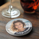 Modern Photo - Retro Text - Personal Coaster<br><div class="desc">A simple, minimal photo with text around the edge. This makes a great gift for a family member such as Grandma. The photo includes a darkened border so that the text will show on any photo. If you believe that makes your photo too dark, simple go to the advanced design...</div>