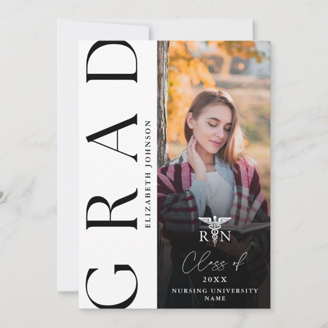 Modern Photo RN Nursing Graduation Announcement (Front)