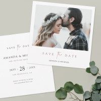 Modern Photo Rose Gold Save the Date Invite
