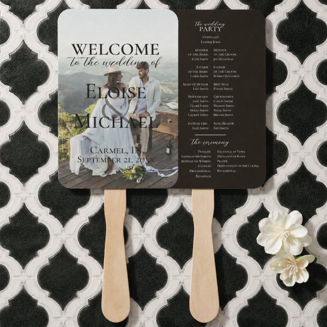 Modern Photo Rustic Brown Wedding Program Fan (Modern Photo Rustic Brown Wedding Program Fan)
