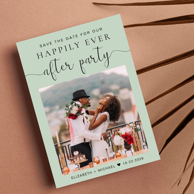 Modern Photo Sage Wedding Reception Save the Date Announcement (Creator Uploaded)