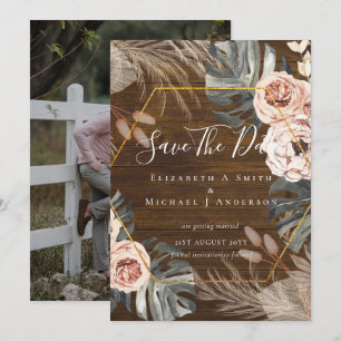 Modern Photo Save Dates PAMPAS Coral Tropical