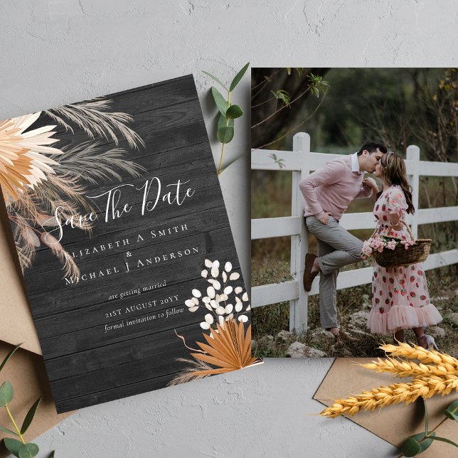 Modern Photo Save Dates PAMPAS Grass Terracotta (Creator Uploaded)