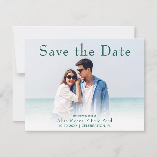 Modern Photo Save the Date Announcement Flat Card (Front)