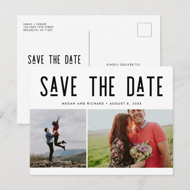 Modern Photo Save the Date Announcement Postcard (Front/Back)
