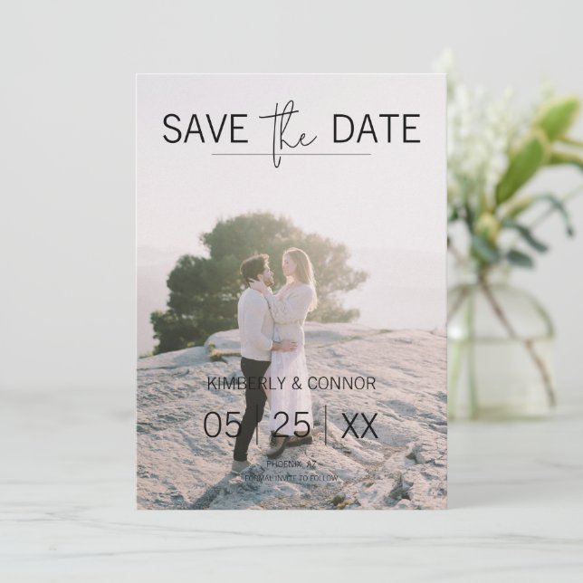 Modern Photo Save the Date | Black (Standing Front)