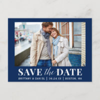 Modern Photo Save The Date - Blue or Pick Colour