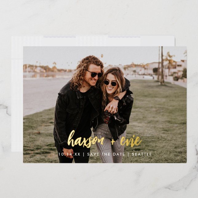 Modern Photo Save The Date Bold Foil Names (Envelope)