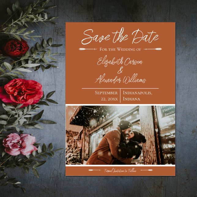 Modern Photo Save The Date | Burnt Orange (Modern Photo Save the Date - Burnt Orange)