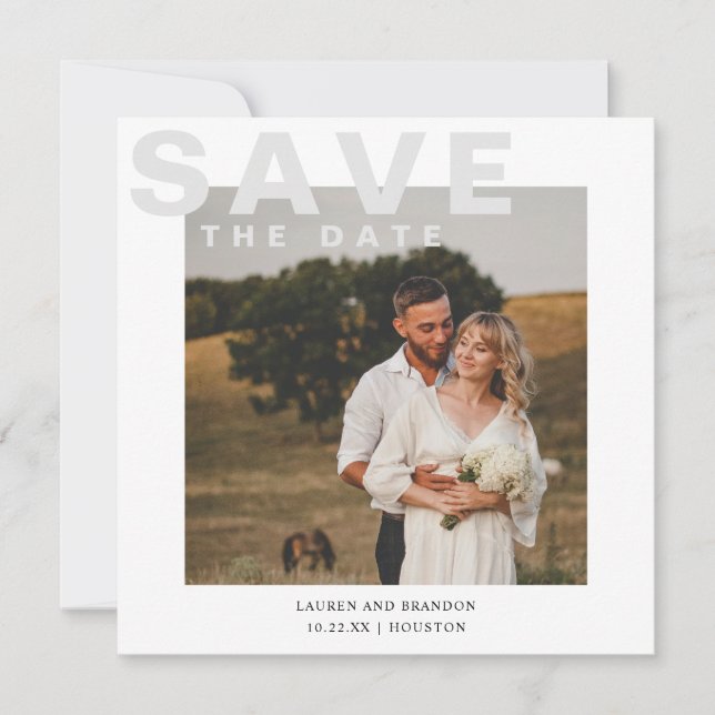 Modern Photo Save the Date Card (Front)