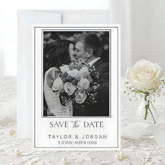 Modern Photo Save the Date Card Botanical Floral
