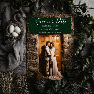 Modern Photo Save the Date   Emerald Green