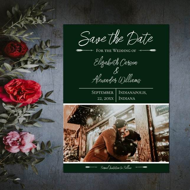 Modern Photo Save The Date | Emerald Green (Modern Photo Save the Date - Emerald Green)
