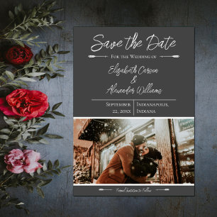 Modern Photo Save The Date   Grey