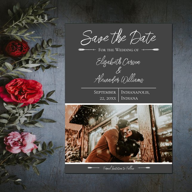 Modern Photo Save The Date | Grey (Modern Photo Save the Date - Gray)
