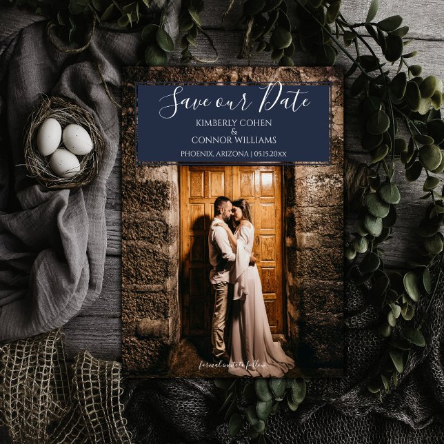 Modern Photo Save the Date | Navy (Navy Modern Photo Save the Date)