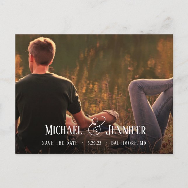 Modern Photo Save the Date Postcard (Front)