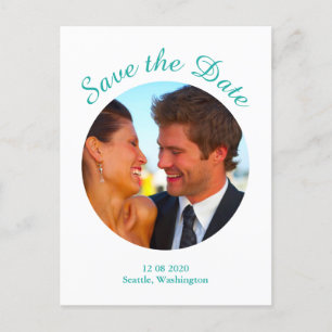 Modern Photo Save the Date - turquoise Announcement Postcard