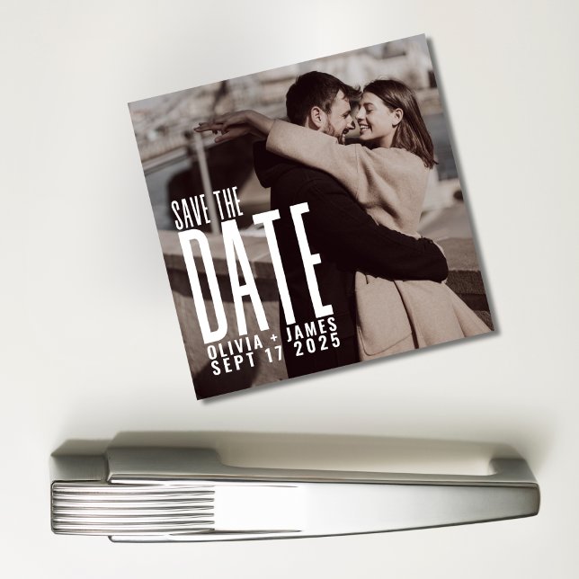 Modern Photo Save the Date Wedding Announcement Magnet (Creator Uploaded)