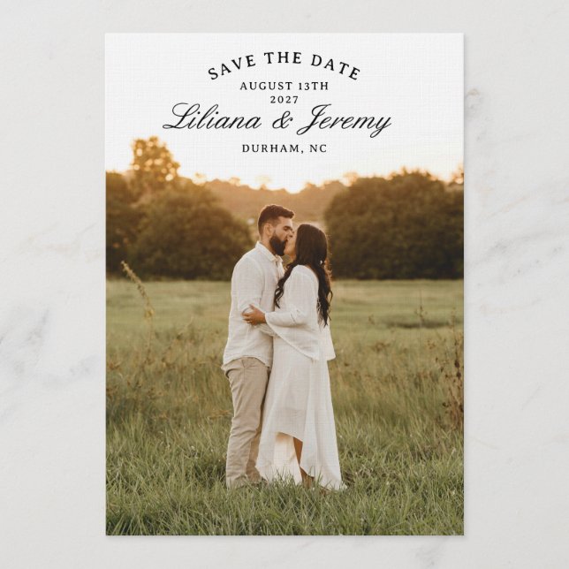 Modern Photo Save the Date With Arched Text Invitation (Front)