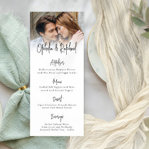 Modern Photo Script Boho Wedding Menu Card