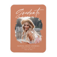 Modern photo script contemporary graduation magnet