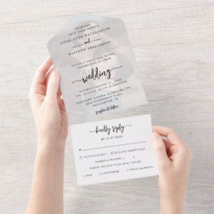 Modern Photo Script Elegant Wedding All In One Invitation