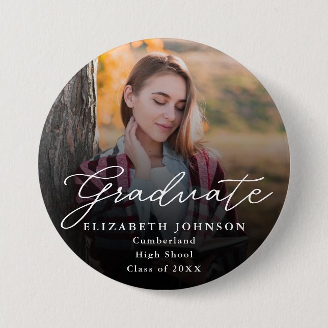 Modern Photo Script Graduate Button (Front)