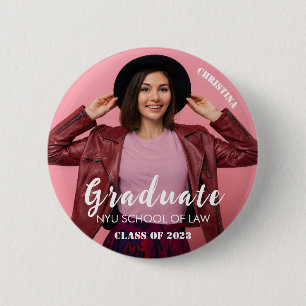 Modern Photo Script Graduation 2 Inch Round Button