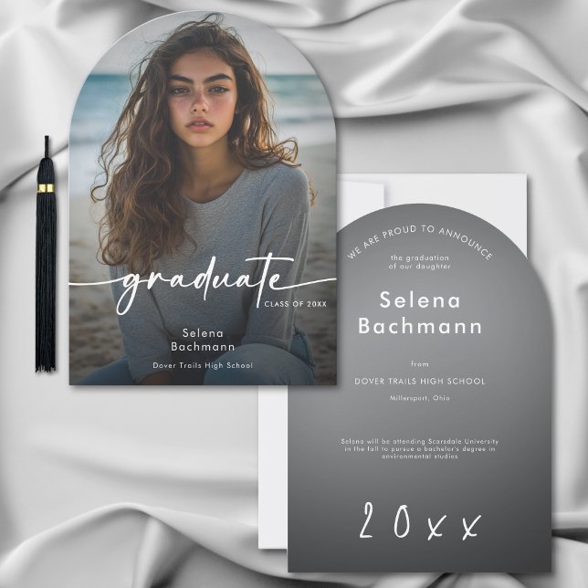 Modern Photo Script Graduation Arch Announcement (Modern Photo Script Graduation Arch Announcement)