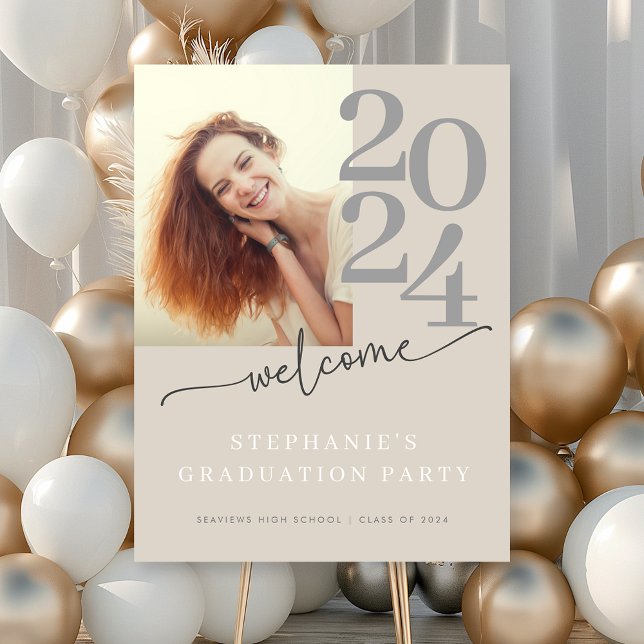 Modern Photo Script Graduation Party Welcome Poster (Creator Uploaded)