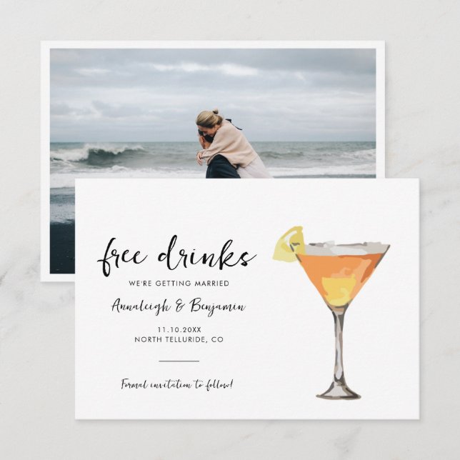 Modern Photo Script Wedding Save the Date (Front/Back)