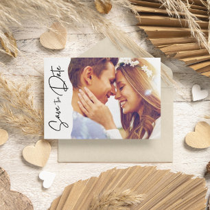 Modern Photo Script Wedding Save The Date